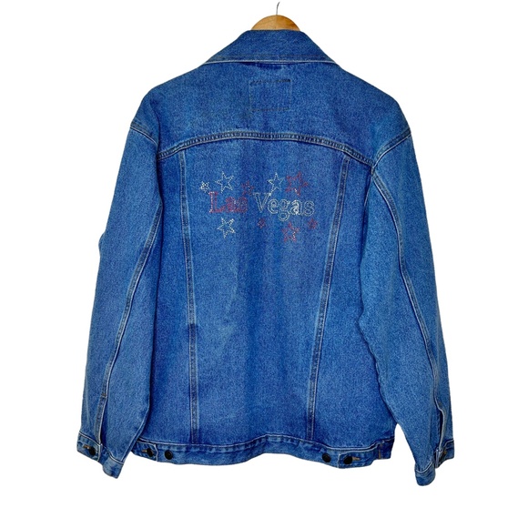 Rhinestone Las Vegas Stylo Trucker Style Jean Jacket - Picture 2 of 6